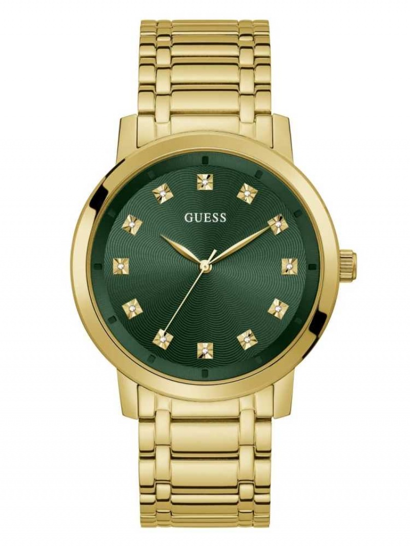 Montre Guess Paragon Gold-Tone and Green Analog Homme Multicolore | 26318-GNQE