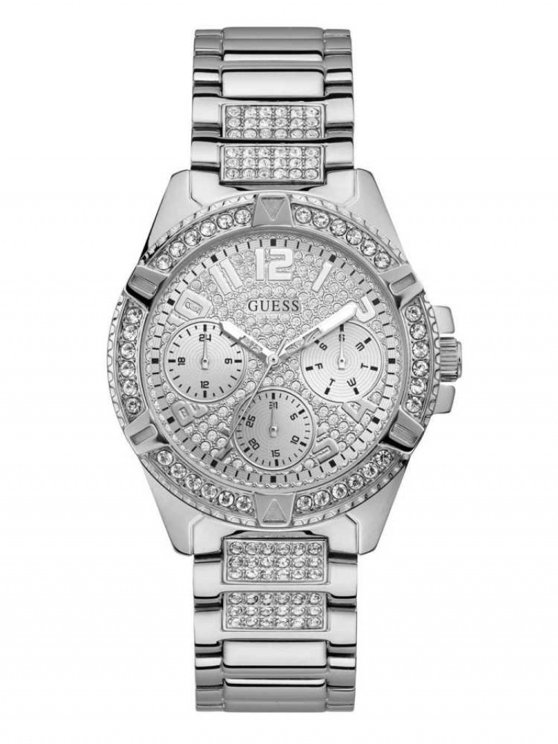 Montre Guess Rhinestone Silver-Tone Multifonction Femme Argent | 34175-RZYO