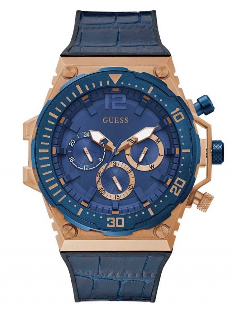 Montre Guess Rose Gold-Tone and Blue Multifonction Homme Multicolore | 56840-RNDQ