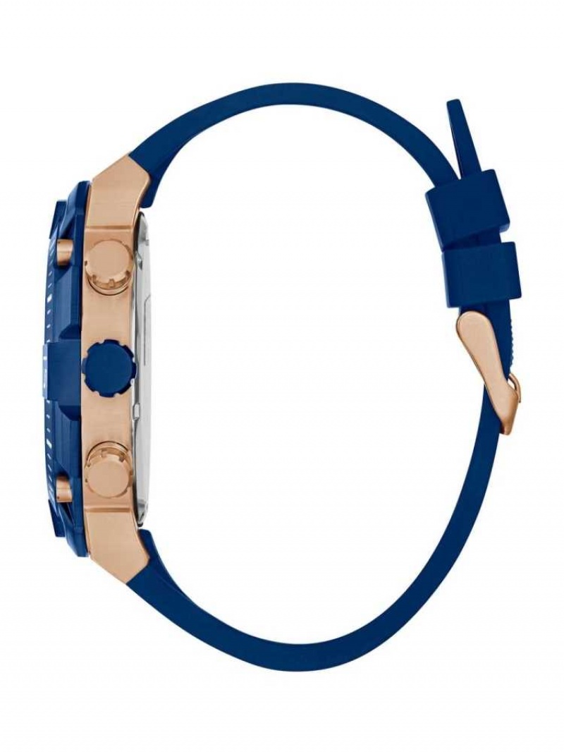 Montre Guess Rose Gold-Tone and Blue Multifonction Homme Multicolore | 64913-HWBK