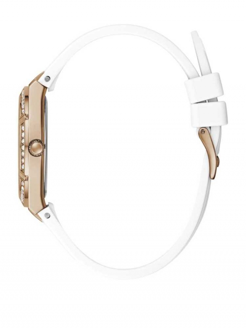 Montre Guess Rose Gold-Tone and White Analog Femme Blanche | 90514-ZQMC