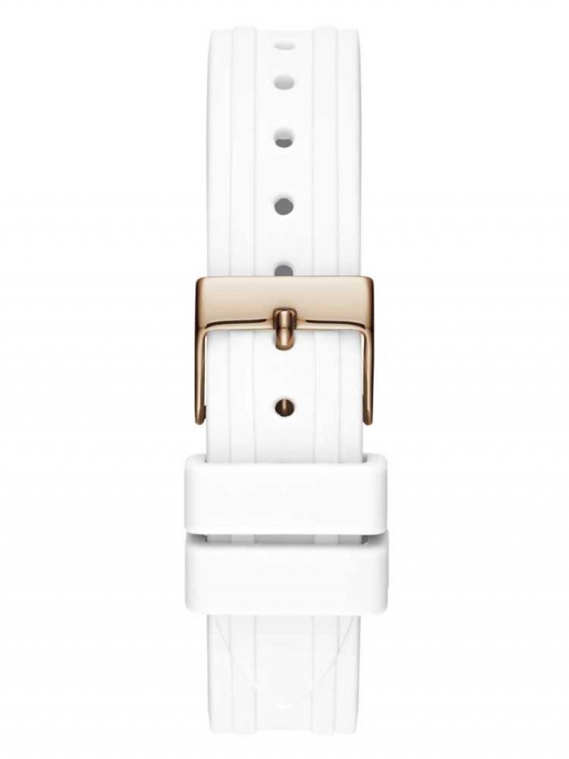 Montre Guess Rose Gold-Tone and White Analog Femme Blanche | 90514-ZQMC