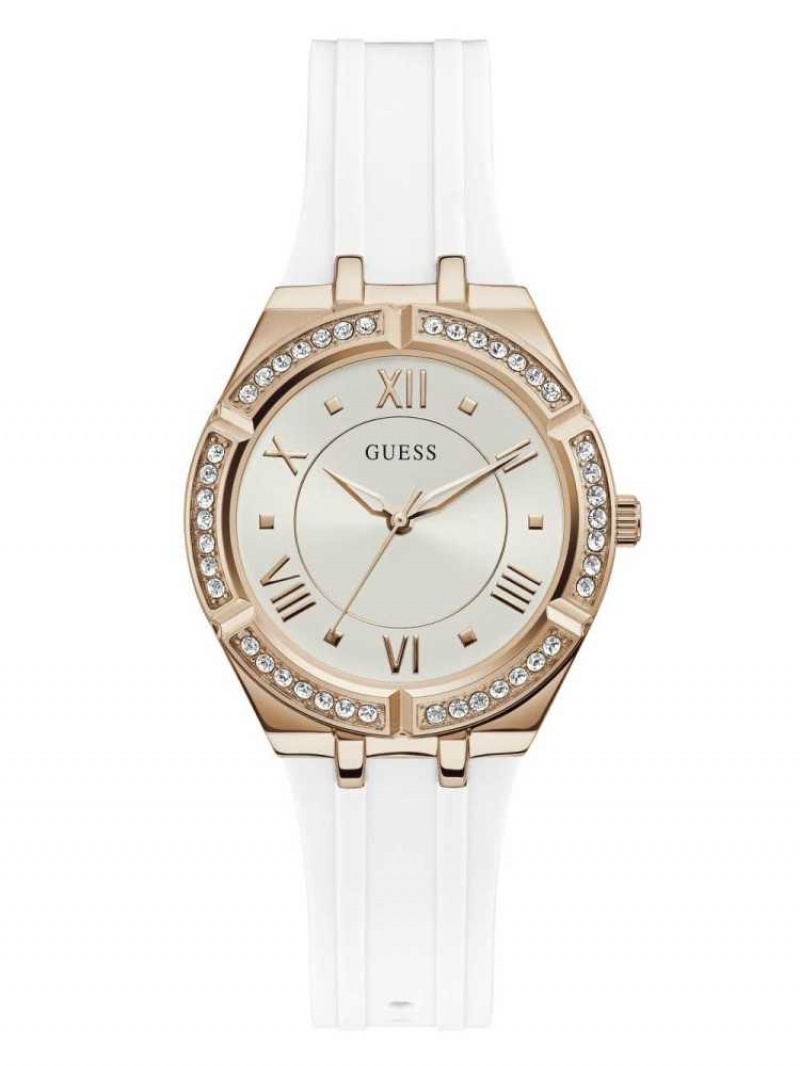 Montre Guess Rose Gold-Tone and White Analog Femme Blanche | 90514-ZQMC