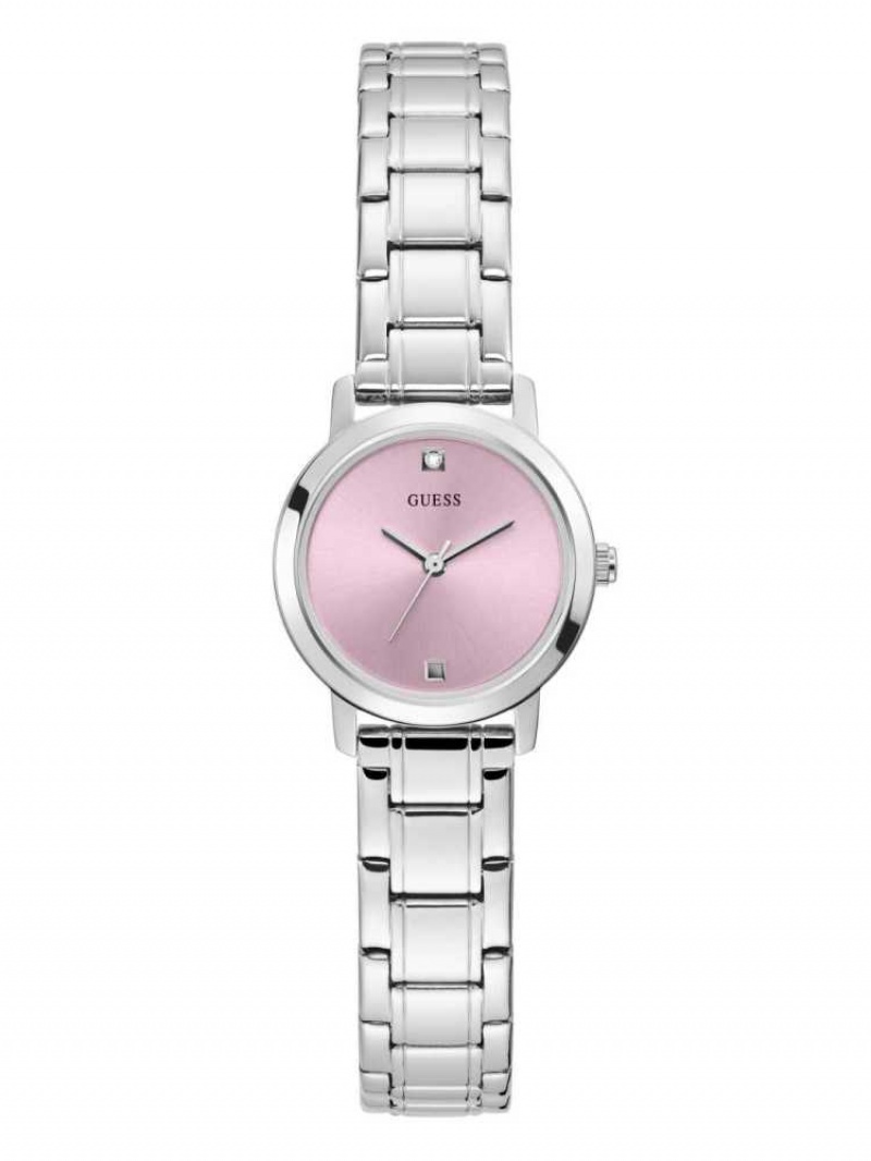 Montre Guess Silver-Tone And Pink Diamond Analog Femme Multicolore | 58163-YWCK