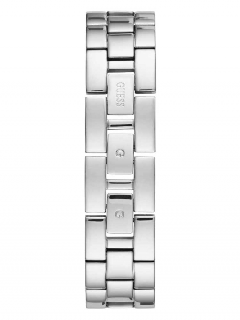 Montre Guess Silver-Tone Crystal Bangle Analog Femme Argent | 04716-RFXV