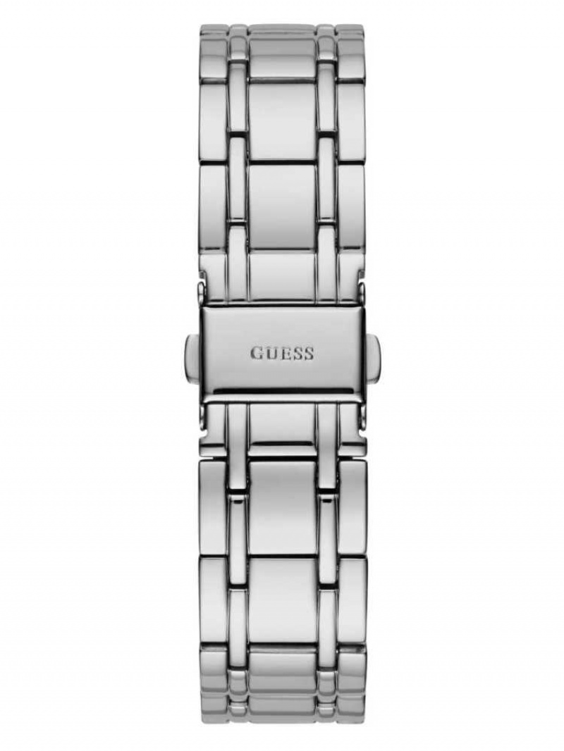 Montre Guess Silver-Tone Diamond Analog Femme Argent | 38697-AJXM