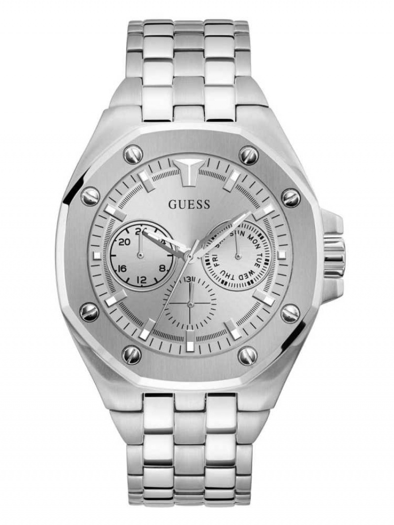 Montre Guess Silver-Tone Multifonction Homme Argent | 21874-KNUQ