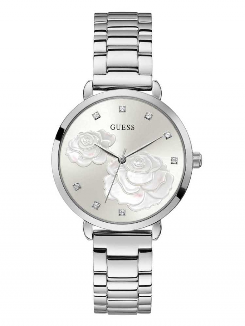 Montre Guess Silver-Tone Rose Crystal Analog Femme Multicolore | 61780-OCEU