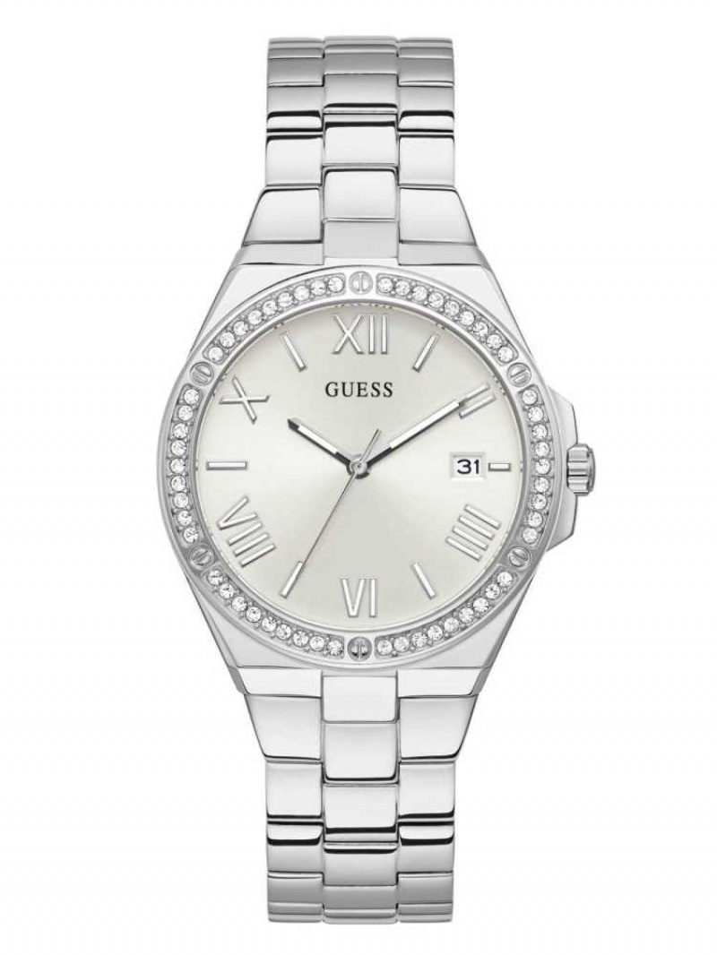 Montre Guess Silver-Tone and Rhinestone Analog Femme Multicolore | 26910-JLMX