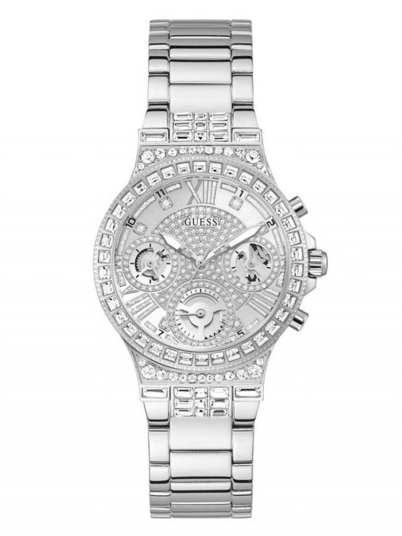 Montre Guess Silver-Tone and Rhinestone Multifonction Femme Multicolore | 42807-EPCB