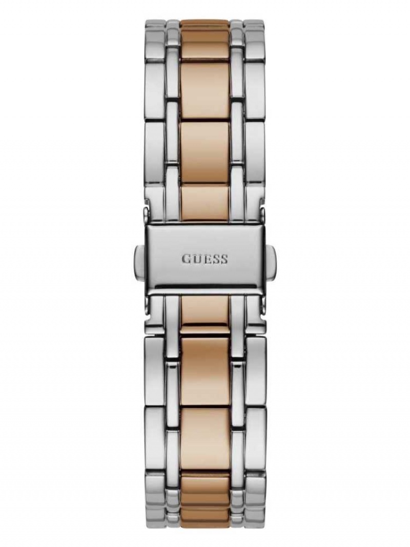 Montre Guess Two-Tone Diamond Analog Femme Argent | 63451-RYVJ