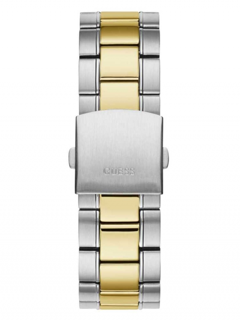 Montre Guess Two-Tone Metal And Green Dial Analog Homme Argent | 94708-FQGU