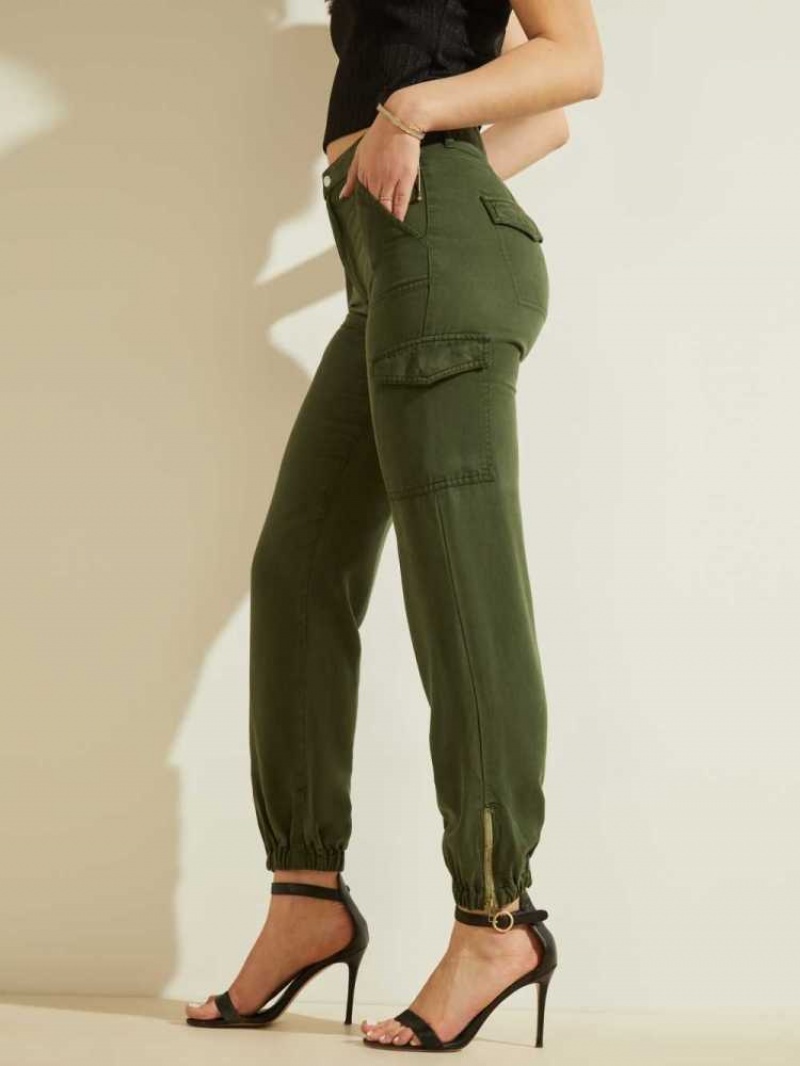 Pantalon Guess Eco Bowie Cargo Chino Femme Vert Multicolore | 67953-LSMO