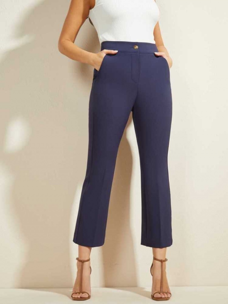 Pantalon Guess Evelyn Cropped Femme Bleu Marine | 58637-LQJI