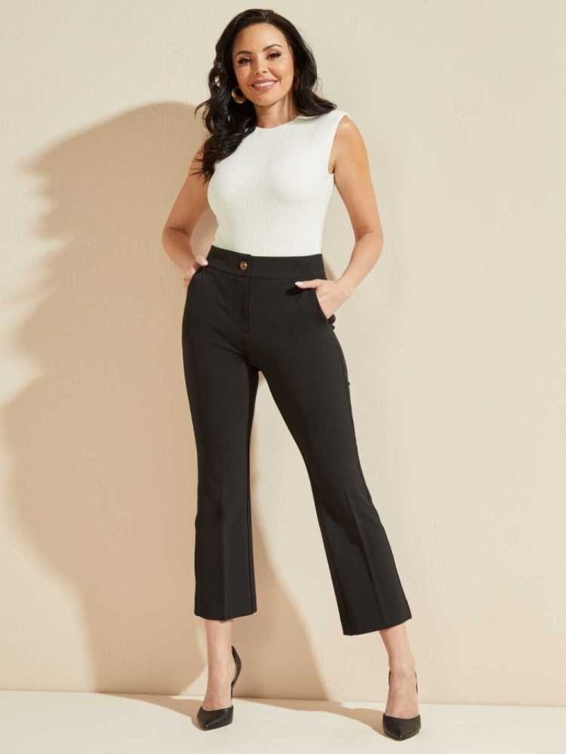 Pantalon Guess Evelyn Cropped Femme Noir | 26870-SXHW