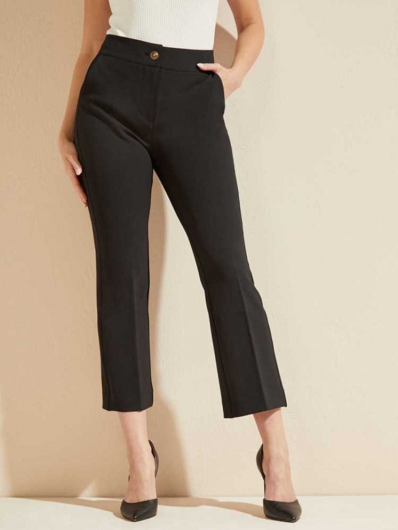 Pantalon Guess Evelyn Cropped Femme Noir | 26870-SXHW