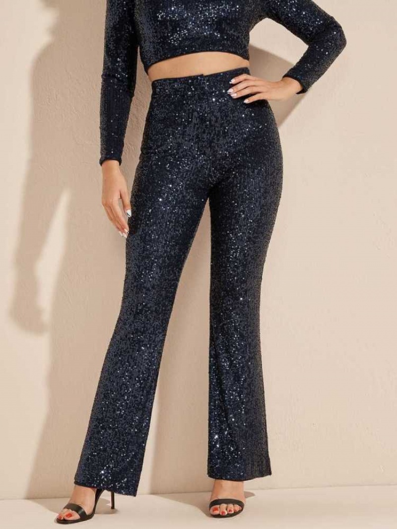 Pantalon Guess Moonlight Sequin Femme Bleu Marine | 16954-IEVF