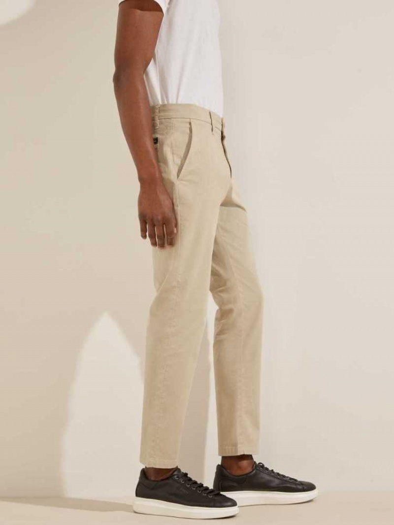 Pantalon Guess Myron Twill Mince Homme Beige | 70945-GSWE