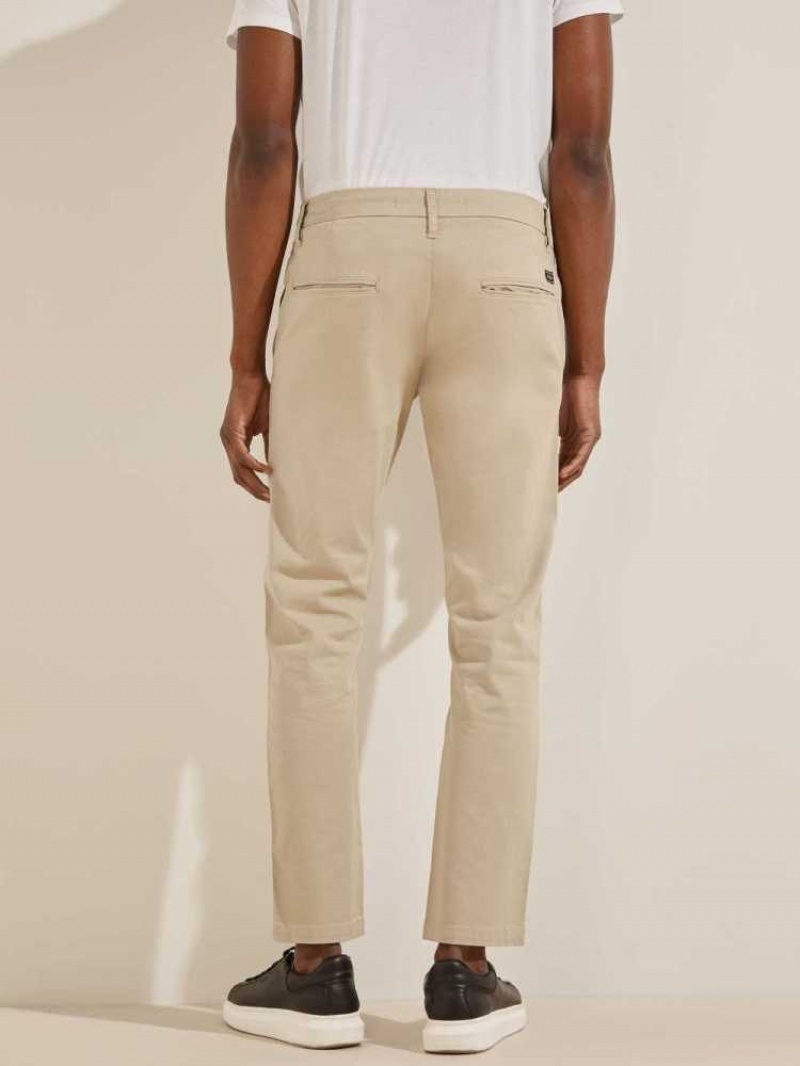 Pantalon Guess Myron Twill Mince Homme Beige | 70945-GSWE