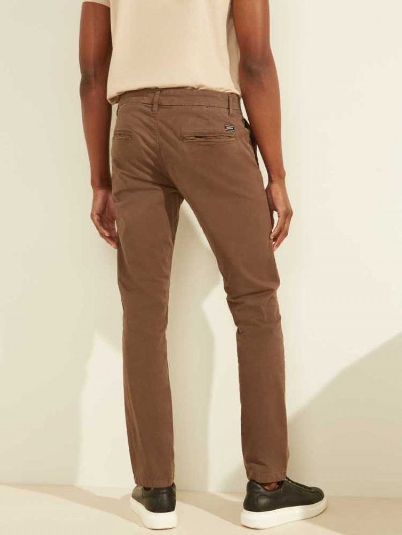 Pantalon Guess Myron Twill Mince Homme Marron | 69384-UWJN