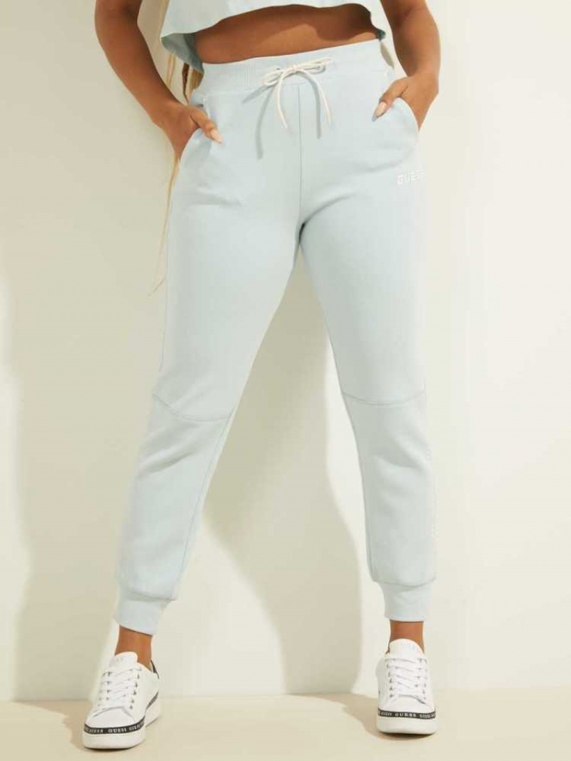 Pantalon Jogger Guess Contrast Logo Femme Bleu Clair | 16590-OEYK