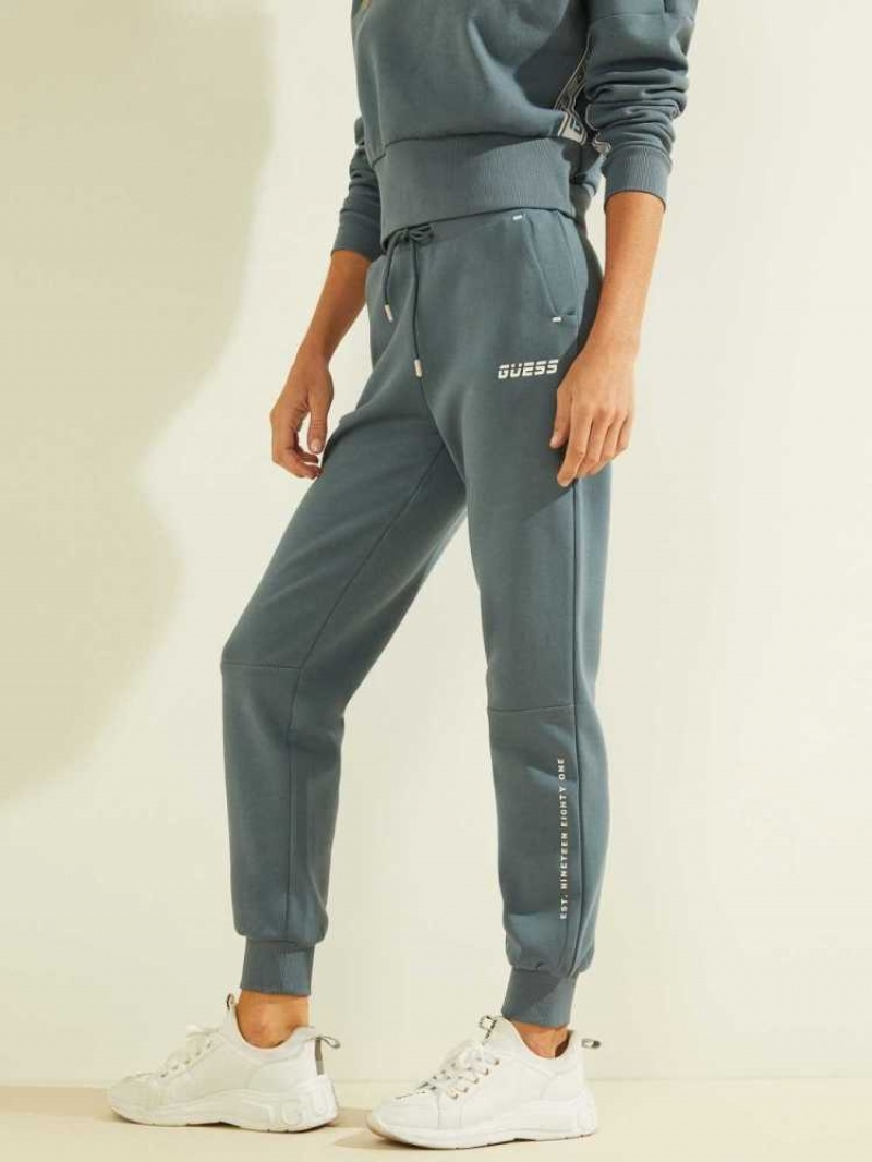 Pantalon Jogger Guess Contrast Logo Femme Bleu | 24630-EMUF