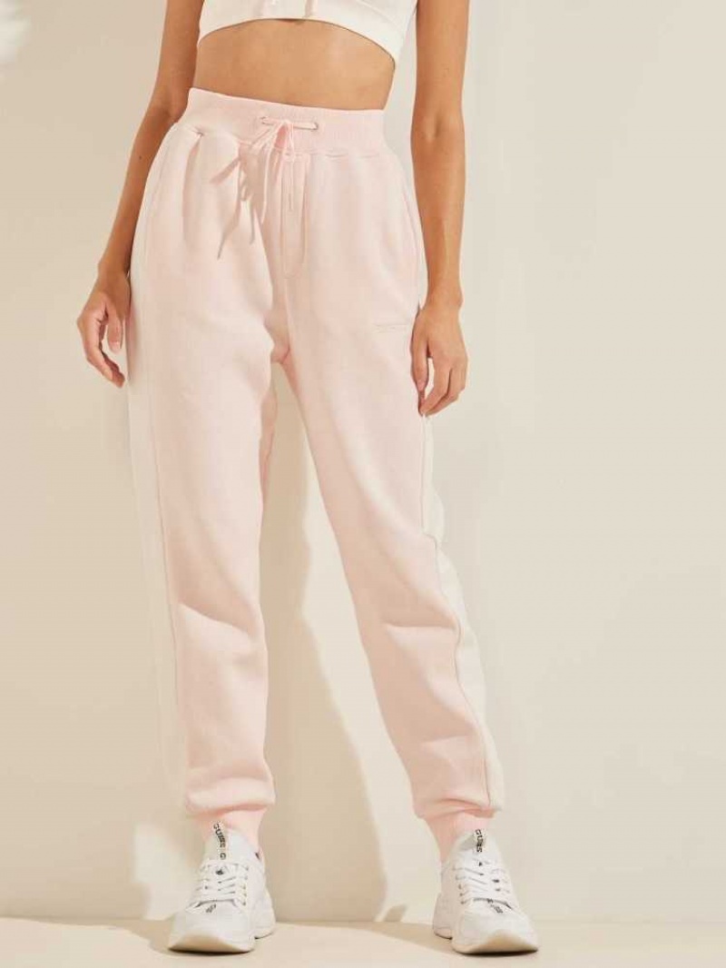 Pantalon Jogger Guess Eco Annetta Contrast Femme Rose | 52934-LSVG