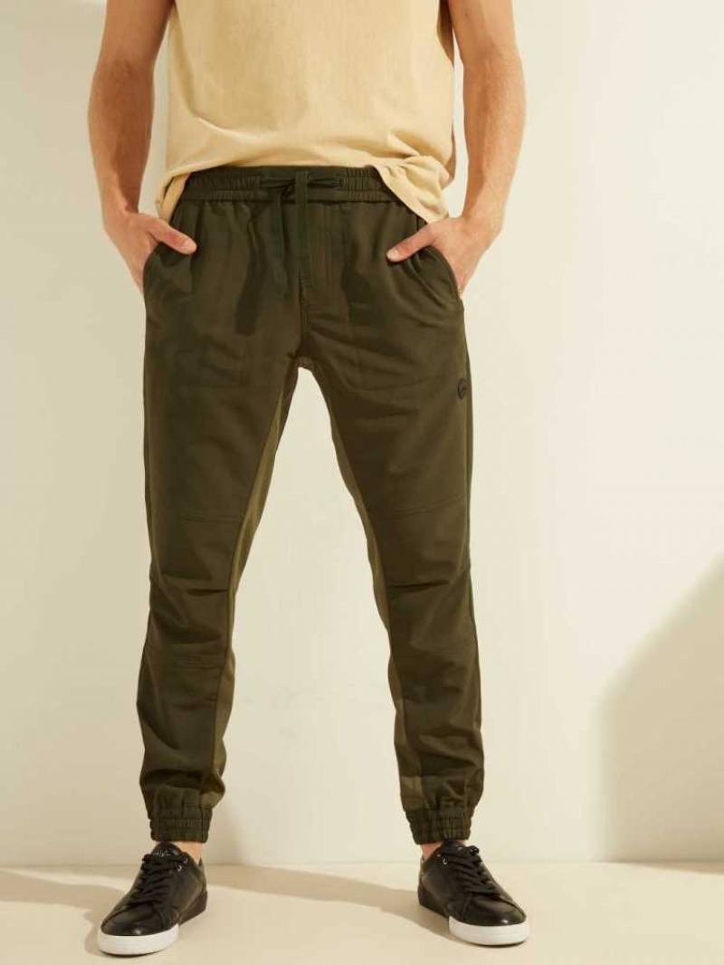 Pantalon Jogger Guess Explorer Stretch Homme Vert | 63704-YSEL