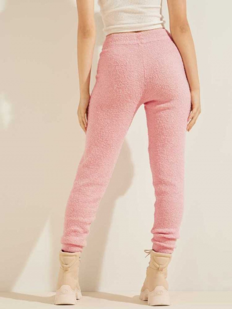 Pantalon Jogger Guess Reeda Lurex Boucle Femme Rose Multicolore | 05621-HNDO