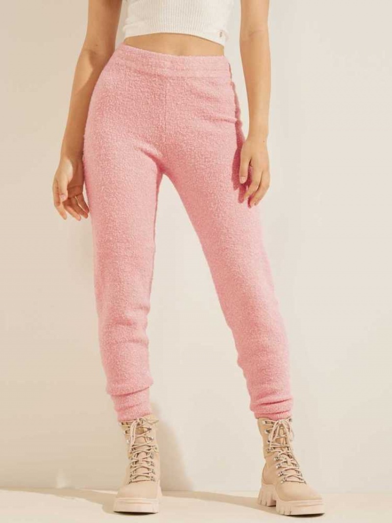 Pantalon Jogger Guess Reeda Lurex Boucle Femme Rose Multicolore | 05621-HNDO