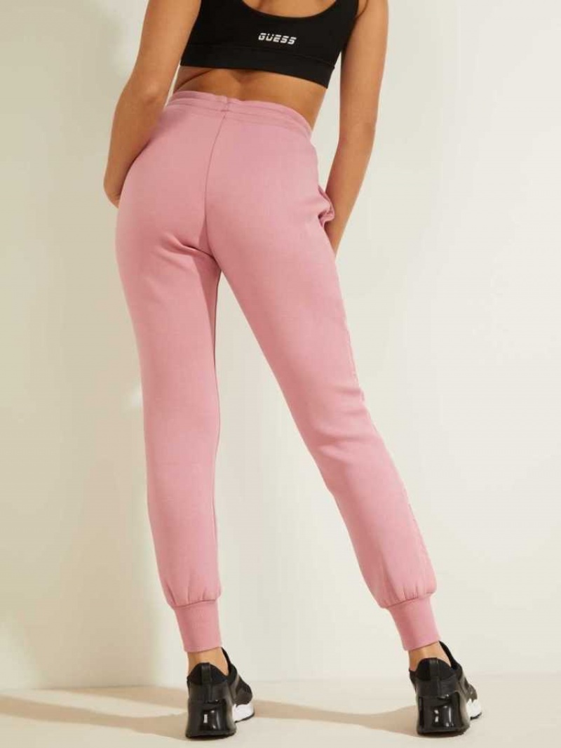 Pantalon Jogger Guess Scuba Logo Tape Femme Rose | 23658-PYLW