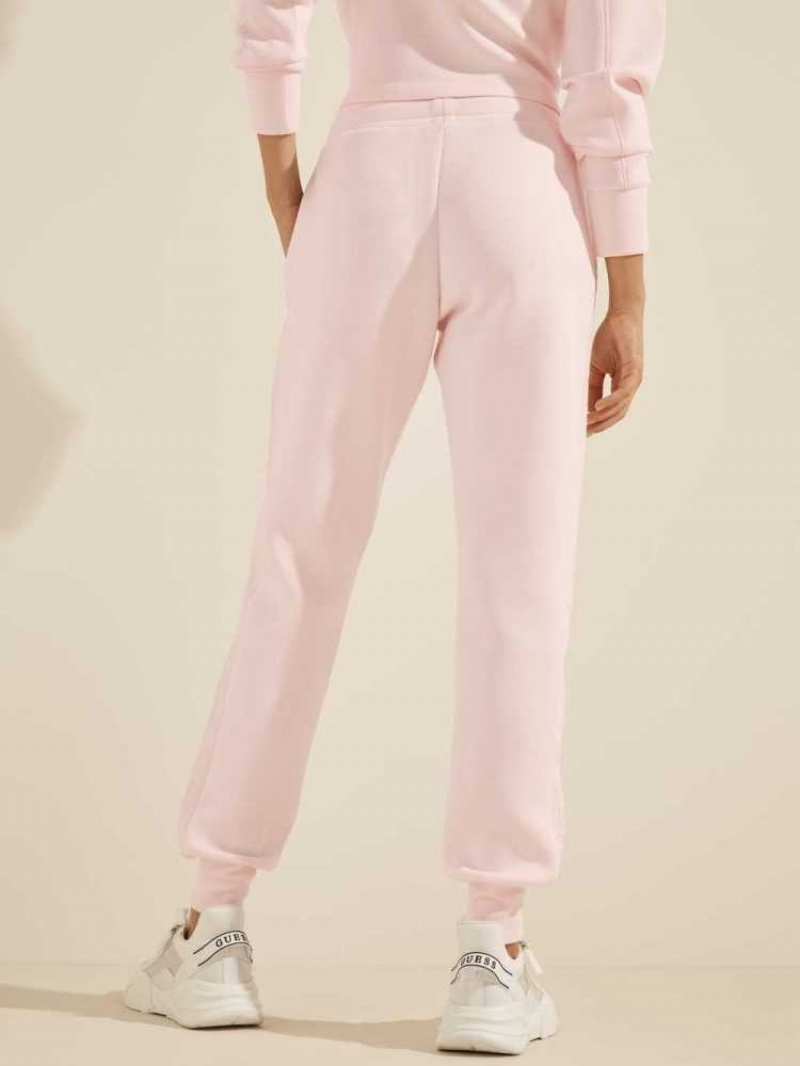 Pantalon Jogger Guess Scuba Logo Tape Femme Rose | 02987-TWMA