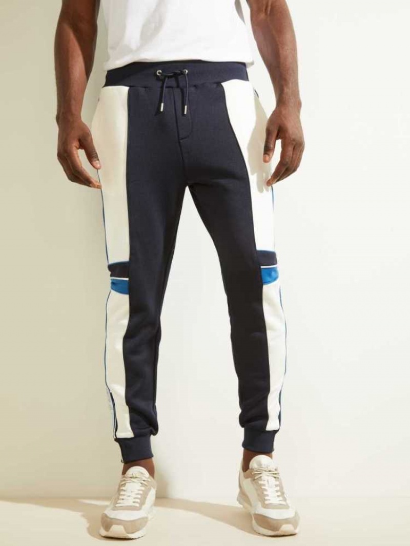 Pantalon Jogger Guess Todd Logo Zip Homme Bleu Foncé | 84279-AJMZ