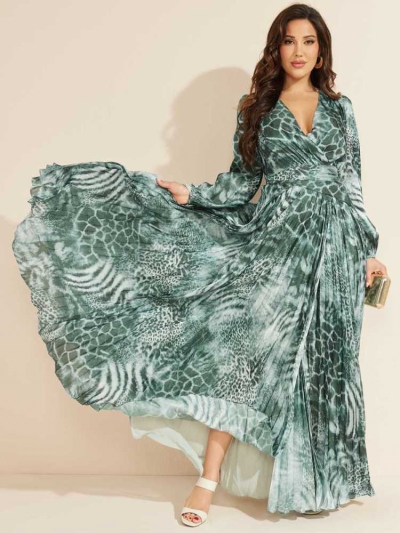 Peignoir Guess Behind the Shadow Maxi Femme Vert | 08359-OEDV