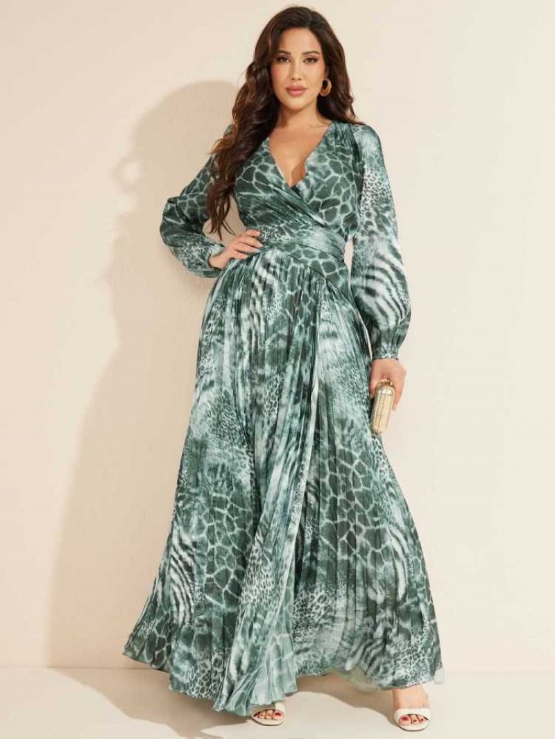 Peignoir Guess Behind the Shadow Maxi Femme Vert | 08359-OEDV