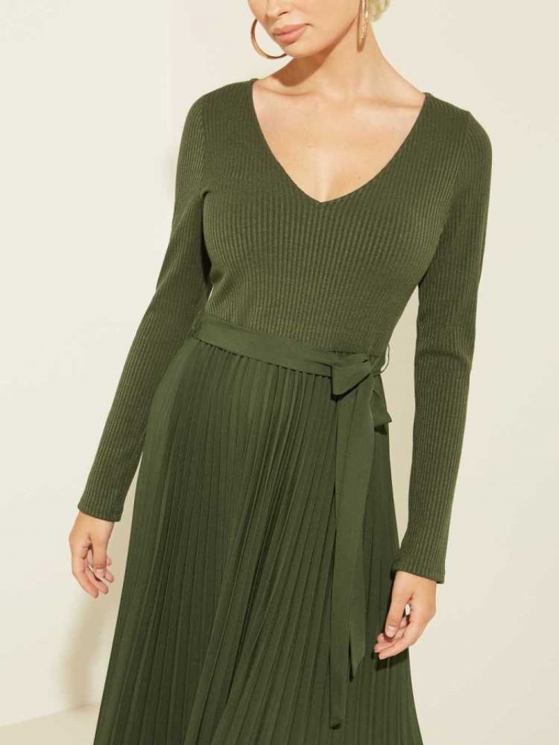 Peignoir Guess Eco Erynn Plissé Long-Sleeve Femme Vert | 23175-TWLU