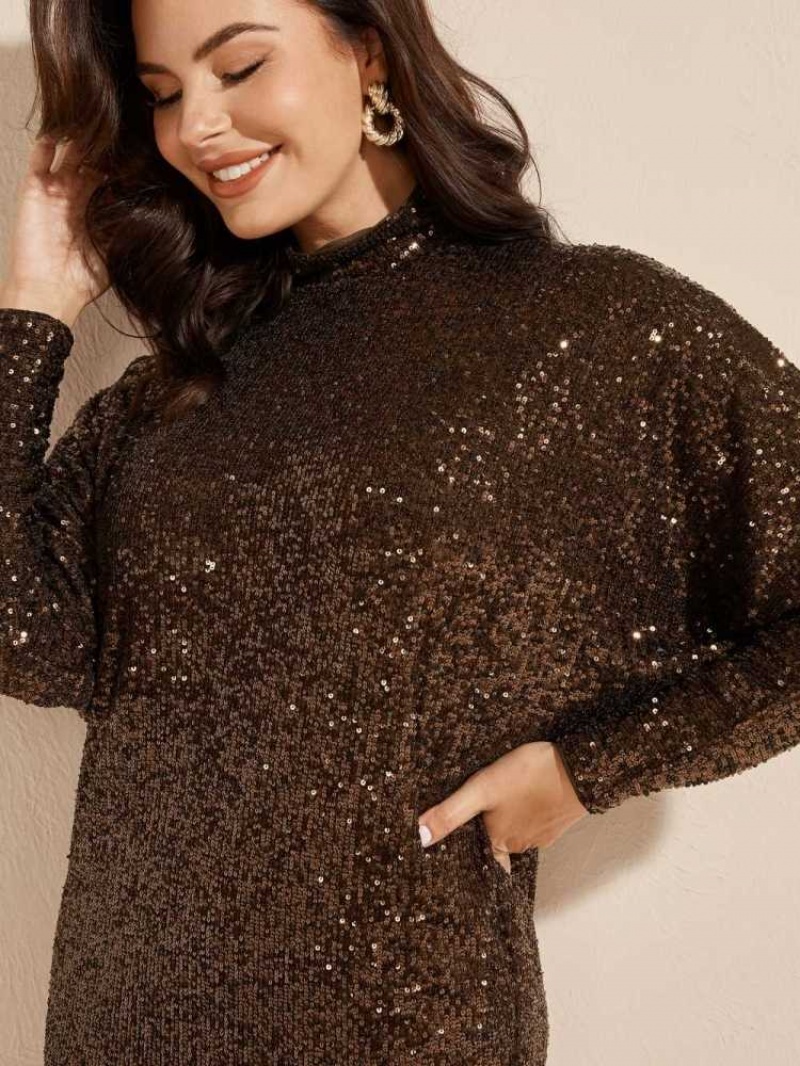 Peignoir Guess Moonlight Sequin Tunic Femme Chocolat | 26719-JLDI