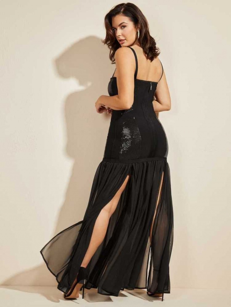 Peignoir Guess Tatum Gown Femme Noir | 34685-ZYHG