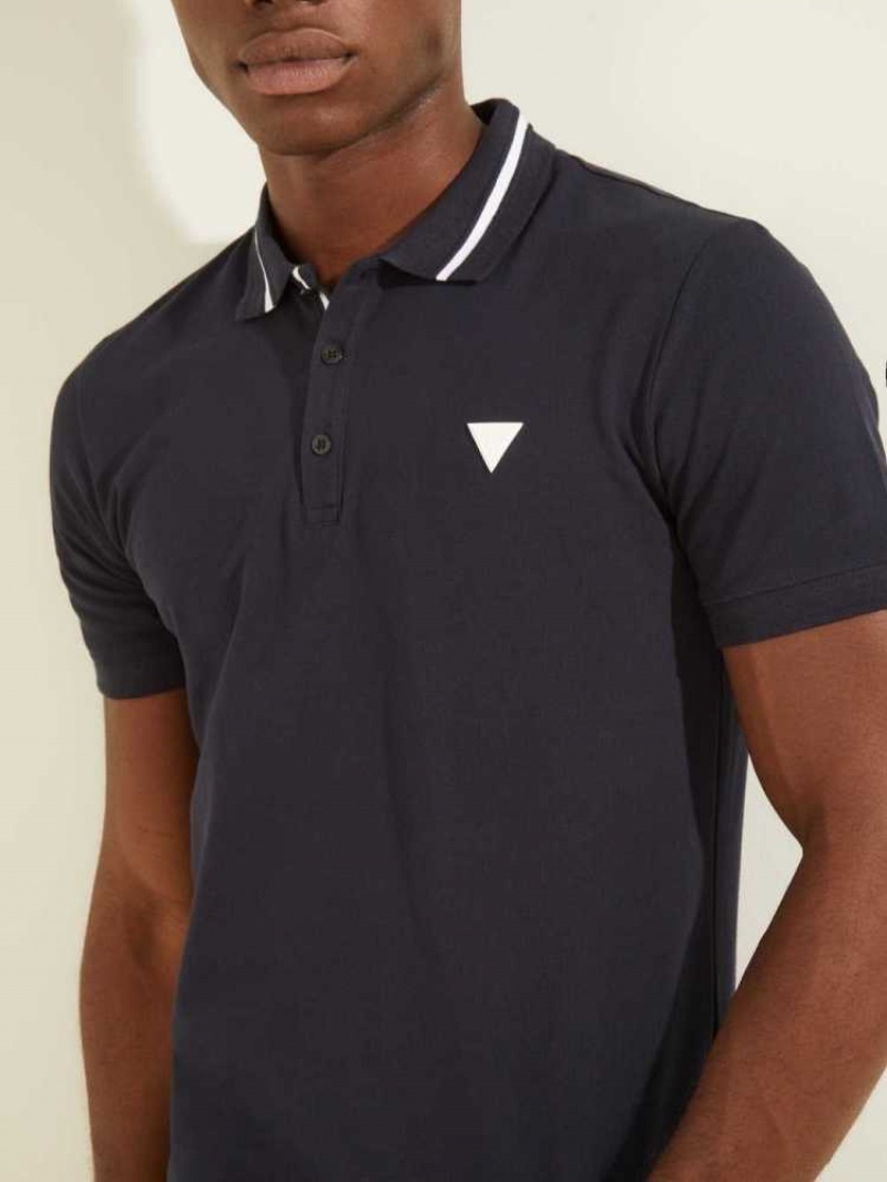 Polos Guess Eco Lyle Homme Bleu Foncé | 45309-UOYW