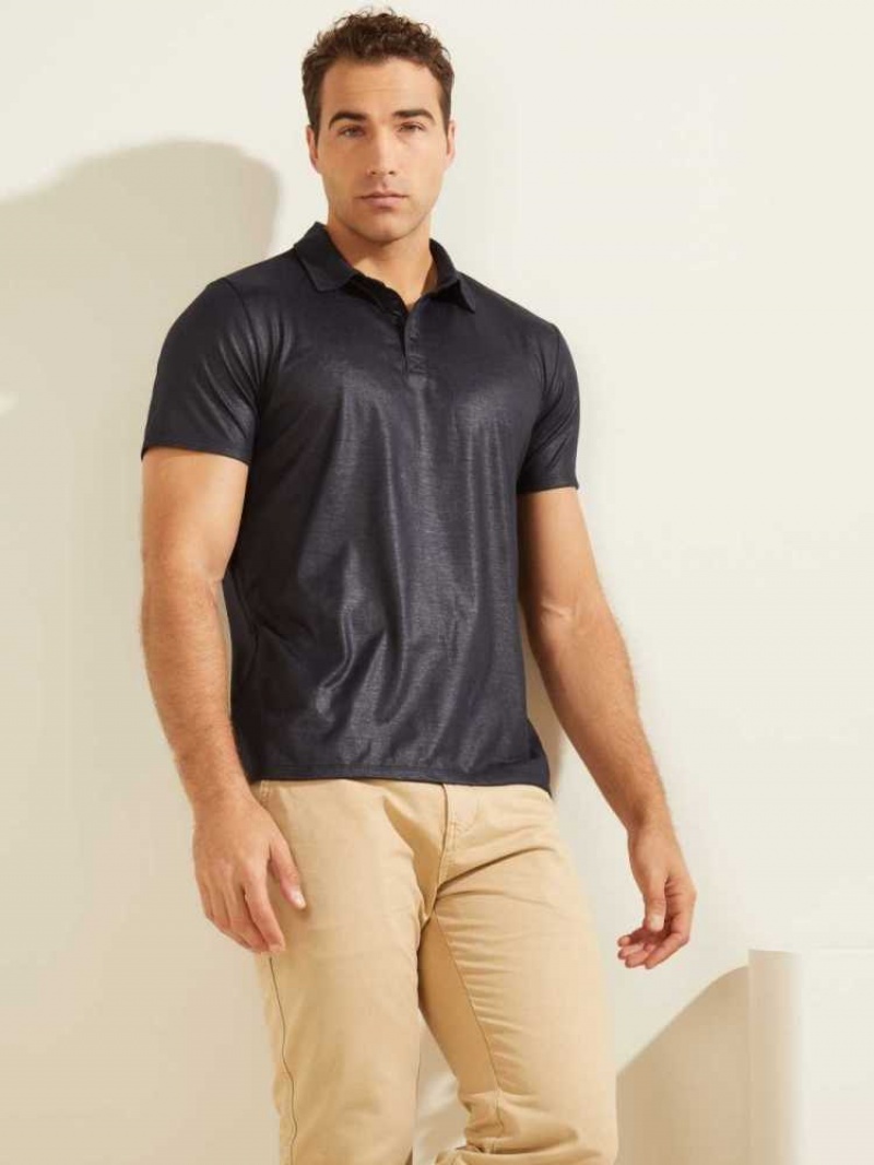 Polos Guess Mason Shine Homme Bleu Foncé | 08751-BLYK