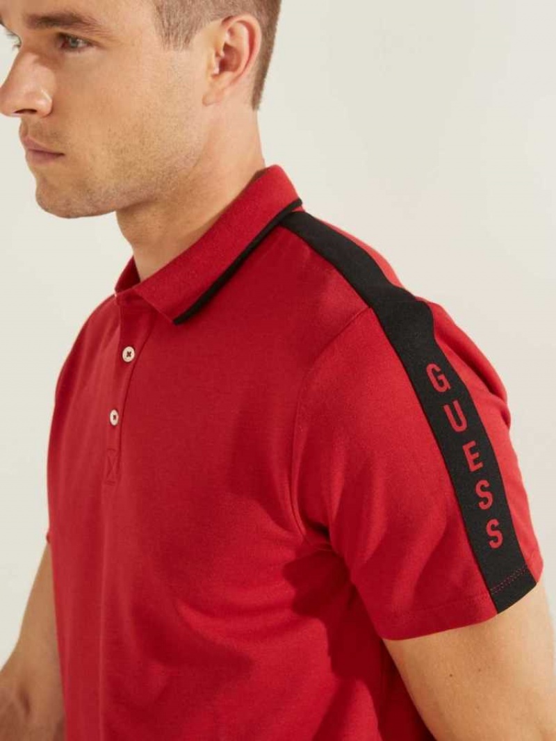 Polos Guess Pique Logo-Taping Homme Rouge | 74081-WHYS