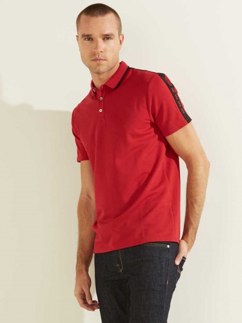 Polos Guess Pique Logo-Taping Homme Rouge | 74081-WHYS