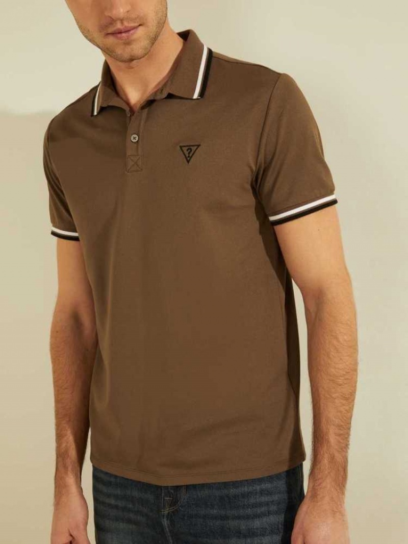 Polos Guess Sports Pique Logo Homme Marron | 91043-CRHL