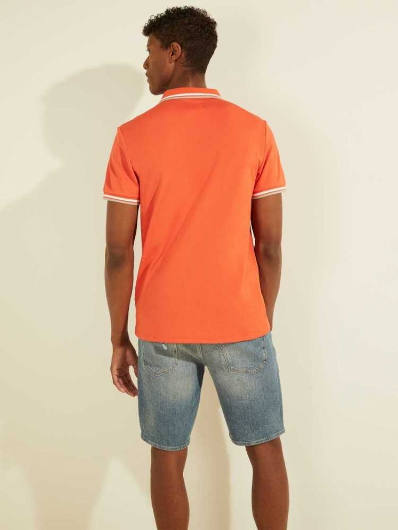 Polos Guess Sports Pique Logo Homme Orange | 61395-LGDT