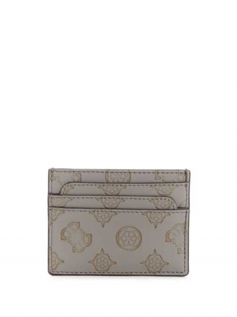 Portefeuilles Guess Bea Card Holder Femme Grise Blanche | 53428-NSPW