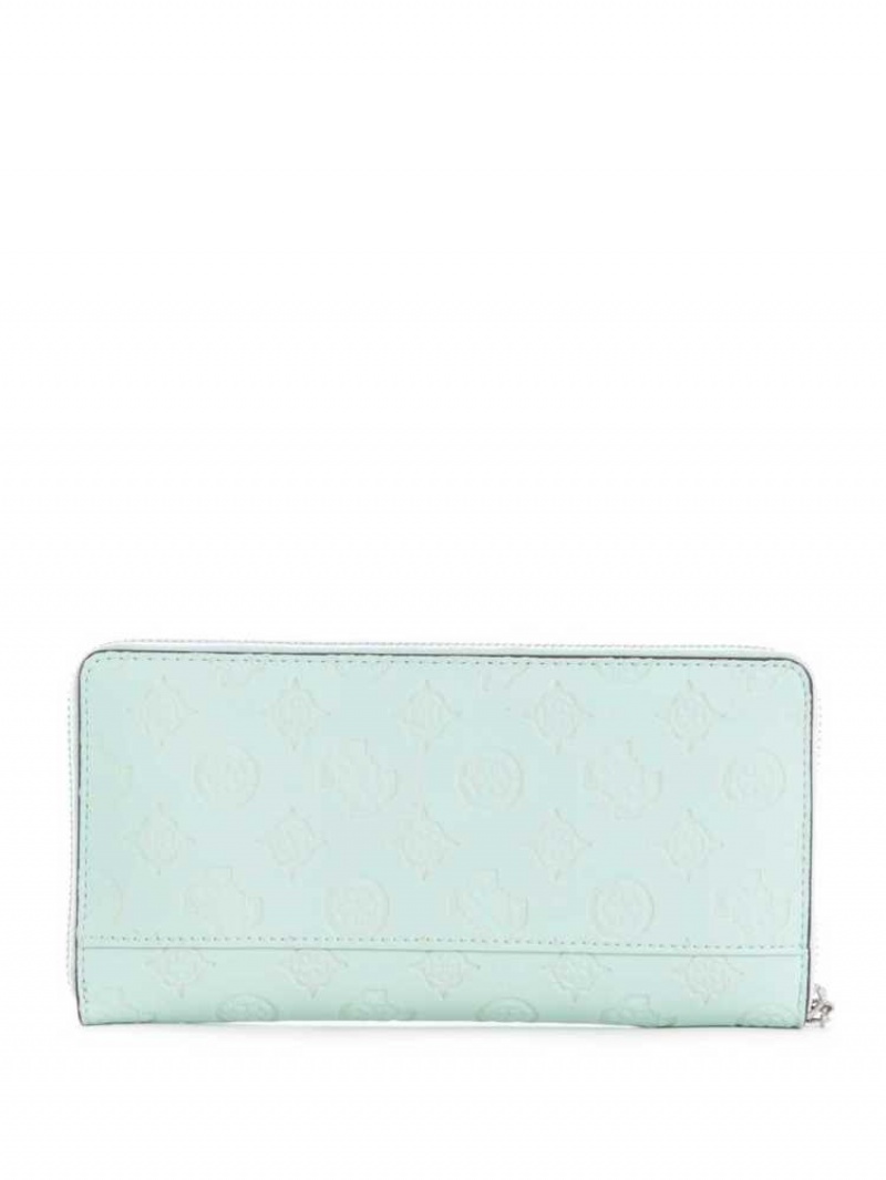 Portefeuilles Guess Bea Check Organizer Femme Turquoise Clair | 52043-RTJC