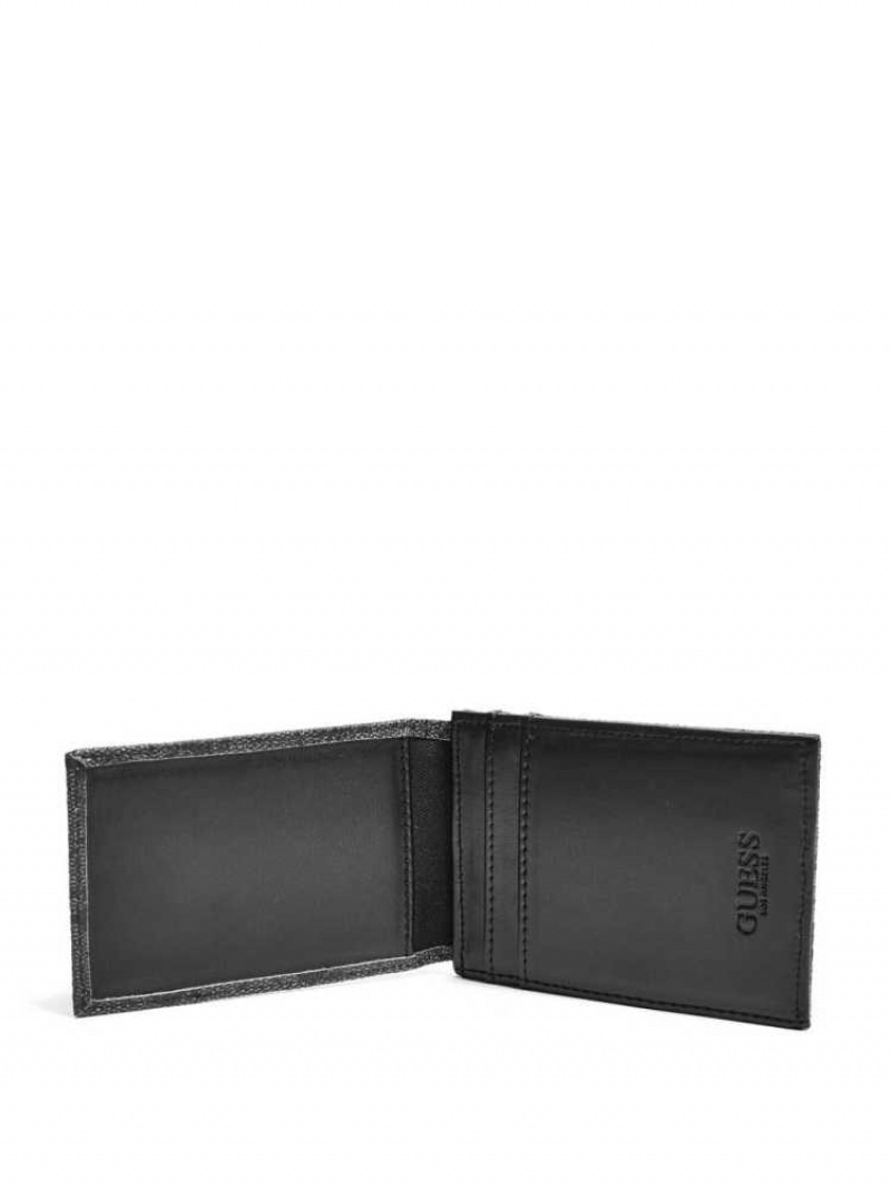 Portefeuilles Guess Don Logo-Print Magnetic Card Case Femme Noir | 02143-URMC