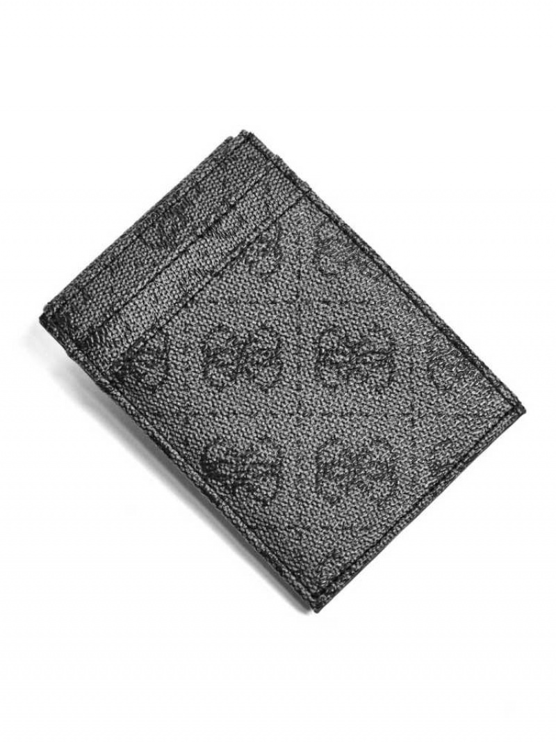 Portefeuilles Guess Don Logo-Print Magnetic Card Case Femme Noir | 02143-URMC