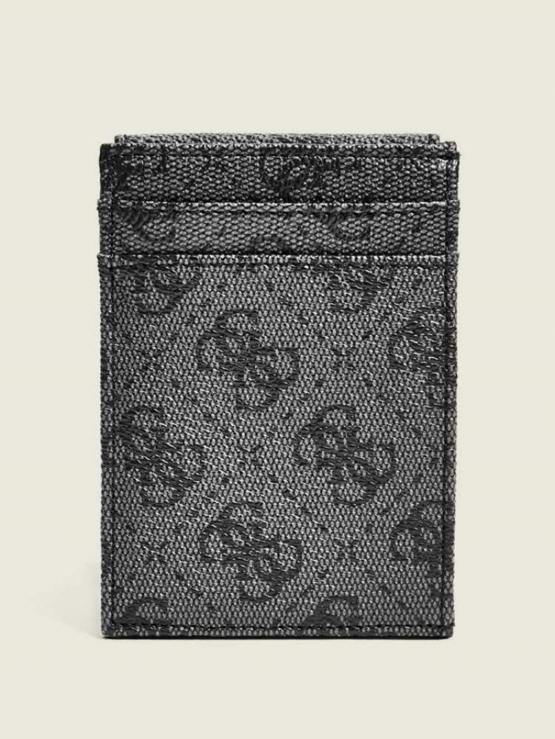 Portefeuilles Guess Don Logo-Print Magnetic Card Case Femme Noir | 02143-URMC