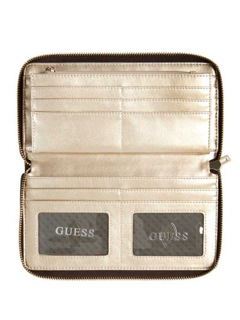 Portefeuilles Guess Illy Check Organizer Femme Rouge | 40925-DLPJ